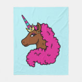 Heiß rosa Afro Einhorn Fleecedecke (Vorderseite)