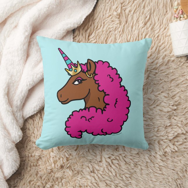 Heiß rosa Afro Einhorn Kissen (Decke)