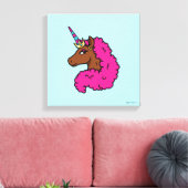 Heiß rosa Afro Einhorn Leinwanddruck (Insitu (Wohnzimmer))