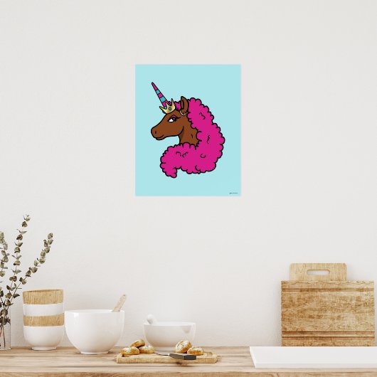 Heiß rosa Afro Einhorn Poster (Küche)