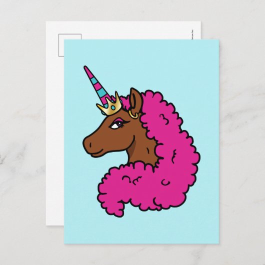 Heiß rosa Afro Einhorn Postkarte (Vorne/Hinten)