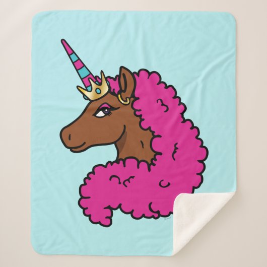 Heiß rosa Afro Einhorn Sherpadecke (Vorderseite)
