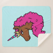 Heiß rosa Afro Einhorn Sherpadecke (Vorderseite (Horizontal))