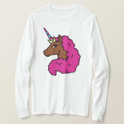 Heiß rosa Afro Einhorn T-Shirt (Design vorne)