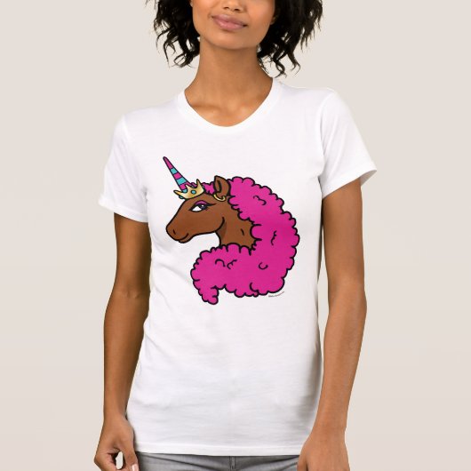 Heiß rosa Afro Einhorn T-Shirt (Vorderseite)