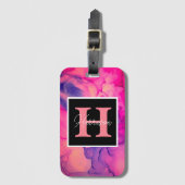 Heiß rosa Alkoholtinte Monogramm für sie Gepäckanhänger (Vorderseite Vertikal)