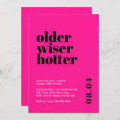 Heiß rosa älter, weiser, heißer Geburtstag Einladung (Vorne/Hinten)