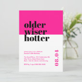 Heiß rosa älter, weiser, heißer Geburtstag Einladung (Stehend Vorderseite)