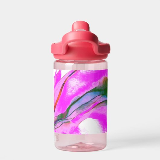 Heiß rosa Aquarellfarben Trinkflasche (Rückseite)