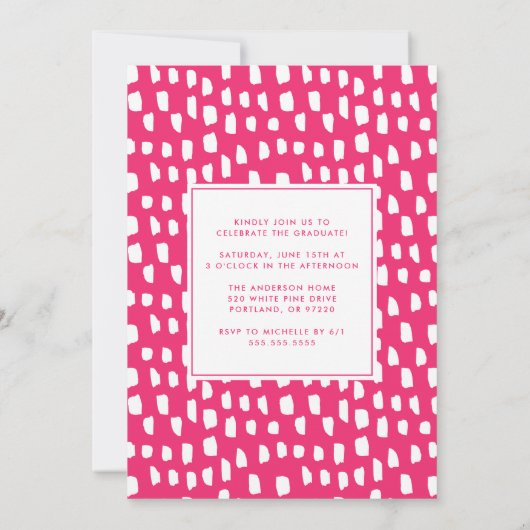 Heiß rosa Beifall für den Grad Foto Abschluss Einladung (Rückseite)