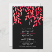 Heiß rosa Blätter auf Einladungen für Schwarze Hoc (Vorderseite)