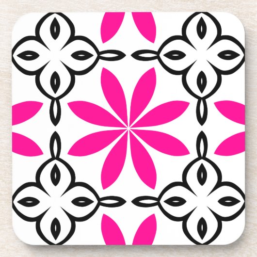 Heiß rosa Blume Getränkeuntersetzer (Vorderseite)