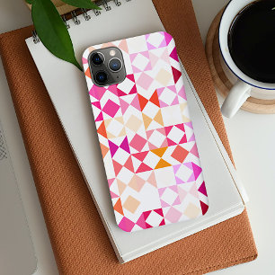 Heiß rosa Blush Korallenrot Orange Mosaik-Kunstmus iPhone 16 Pro Max Hülle