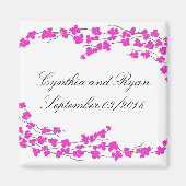 Heiß rosa Blüten Save the Date Magnet (Vorne)