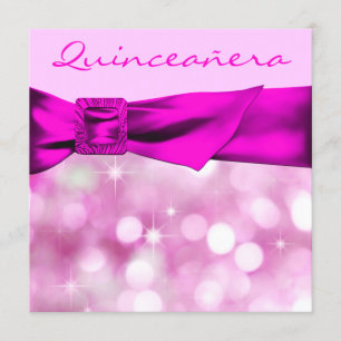Heiß rosa Bokeh-Funkel-Quinceanera Einladung