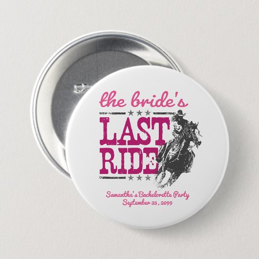 Heiß rosa, die letzte Reise der Braut Button (Vorne & Hinten)