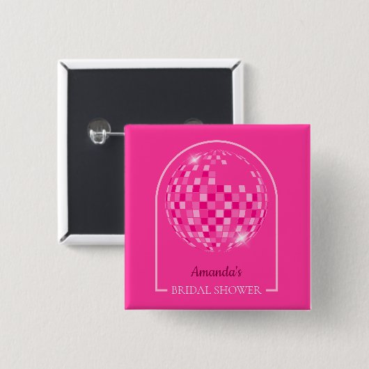 Heiß Rosa Disco Boogie Brautparty Button (Vorne & Hinten)