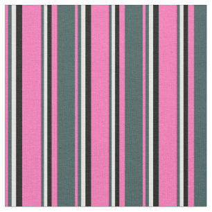 Heiß rosa, dunkelgraue, weiße und schwarze Linien Stoff