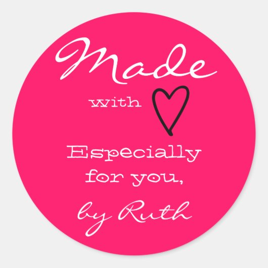 Heiß rosa Einfach Minimalistisch gemacht mit Liebe Runder Aufkleber (Vorderseite)