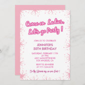 Heiß rosa Einladungen zum 50. Geburtstag funkeln G (Vorne/Hinten)