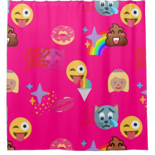 Heiß rosa Emoji Badezimmer Duschvorhang