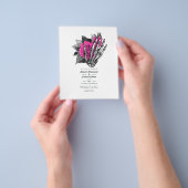 Heiß-rosa, florale Gotische Hochzeitseinladung Flyer (Gruppe)