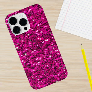 Heiß rosa funkelnde falsche Glitter iPhone 15 Pro Max Hülle