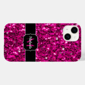 Heiß rosa funkelnde falsche Glitter-Monogramm Case-Mate iPhone Hülle (Rückseite (Horizontal))