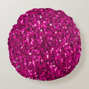 Heiß rosa funkelnde falsche Glitter Rundes Kissen