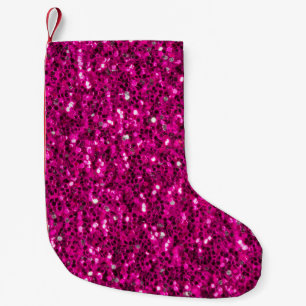 Heiß rosa funkelnder falscher Glitter Kleiner Weihnachtsstrumpf