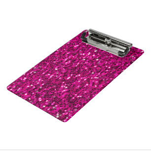 Heiß rosa funkelnder falscher Glitter Mini Klemmbrett