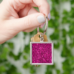 Heiß rosa funkelnder falscher Glitter Schlüsselanhänger