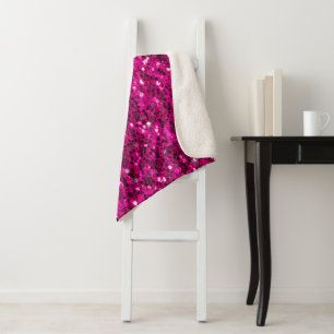 Heiß rosa funkelnder falscher Glitter Sherpadecke