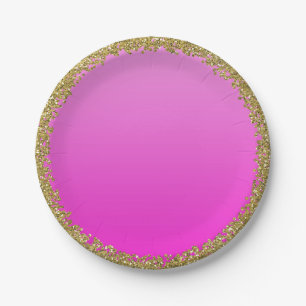 Heiß Rosa getaucht Gold Glitter Glam Funkel Party Pappteller