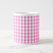 Heiß rosa Gingham-Muster Jumbo-Tasse (Vorderseite)