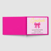Heiß Rosa Gingham-Schleife Abschlussfeier Gästebuch (Voll)