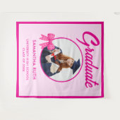 Heiß Rosa Gingham-Schleife Foto Abschluss Hintergr Wandteppich (Vorderseite (Horizontal))