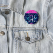 Heiß rosa Glitter Funken Meerjungfrau Kronen Monog Button (Beispiel)