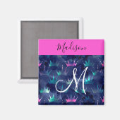 Heiß rosa Glitter Funken Meerjungfrau Kronen Monog Magnet (Vorderseite/Rückseite)