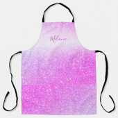 Heiß rosa Glitzer Sparkle Glam Personalisiert Schürze (Vorderseite)