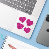 Heiß rosa Glitzern Imitat Glitzer Herz Aufkleber (Laptop mit iPhone)