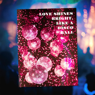 Heiß rosa glitzernde Retro-Disco-Kugel Save-The-Da Postkarte