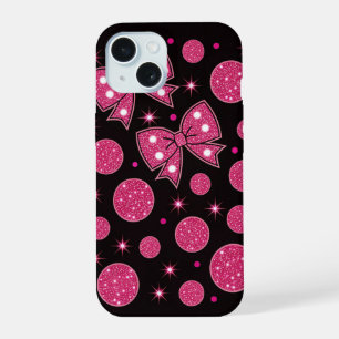 Heiß rosa-glitzernde Schleifen & tückische Punkte  iPhone 15 Hülle