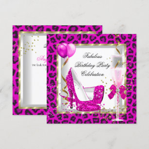 Heiß rosa gold glänzende High Heels Geburtstagsfei Einladung
