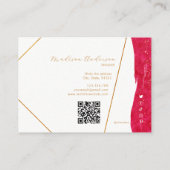 Heiß Rosa Gold Glitter Website QR Code Geschäft Visitenkarte (Rückseite)