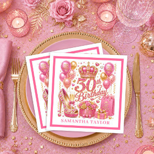 Heiß rosa gold Konfetti 30. Geburtstag Servietten