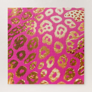 Heiß Rosa Gold Leoparden Druck Glamour Puzzle