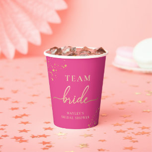 Heiß Rosa Gold Team Braut Pappbecher