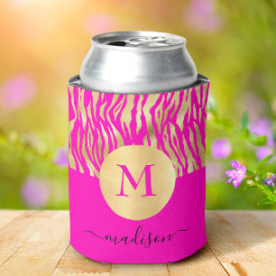 Heiß Rosa Gold Tierprint Monogramm Name Glam Chic Dosenkühler