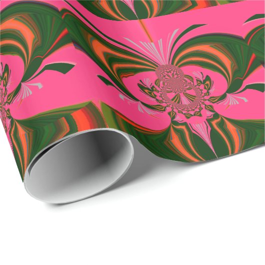 Heiß rosa, goldgrün geschenkpapier (Rolleneckpunkt)